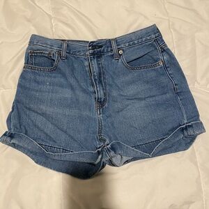 American Eagle Outfitters Blue Jean Shorts High-Waisted Distressed